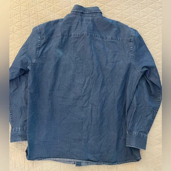 Faconnable Vintage Soft Denim Patch Pocket Field Shirt in Blue Size XL - Picture 6 of 6